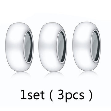 "Silent Interval" - 3pcs 925 Sterling Silver Stopper Silicone Beads Spacer Charms