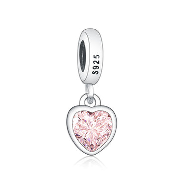 925 sterling silver pink heart shape