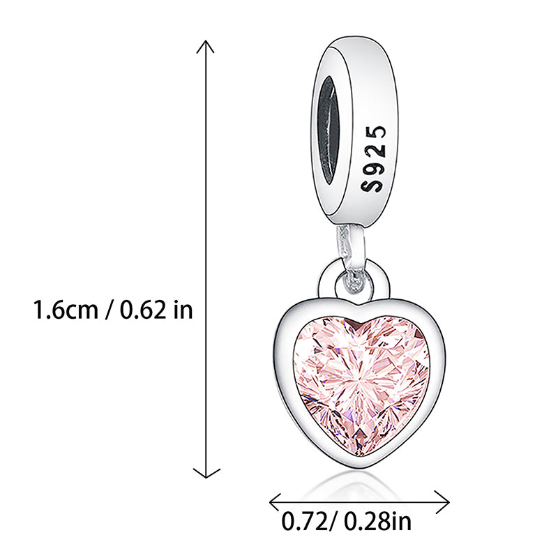 925 sterling silver pink heart shape