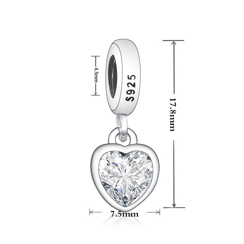 925 sterling silver white heart shape