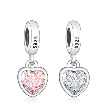 "Pure Resonance" Heart CZ Solitaire Charm - 925 Sterling Silver