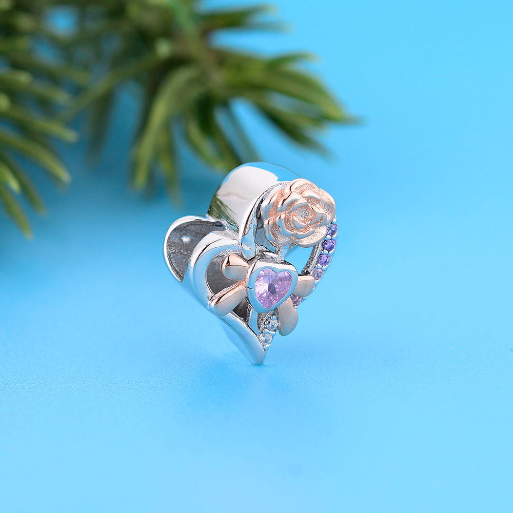 925 sterling silver heart-shaped flower