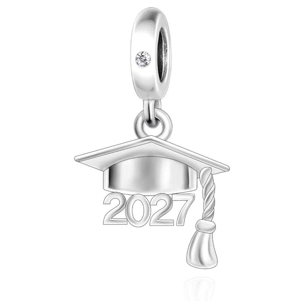 2027 graduation cap charm in 925 sterling silver
