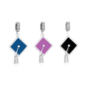 Graduation "Legacy Cap" Charm - 925 Silver Triple Color Enamel