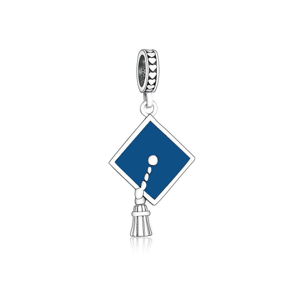 Graduation "Legacy Cap" Charm - 925 Silver Triple Color Enamel