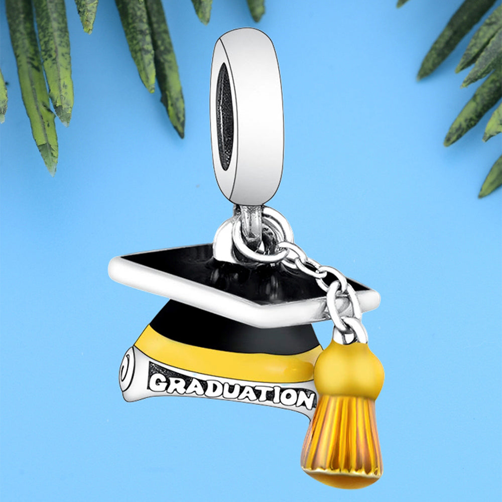 "Golden Glory" Graduation Cap Charm - 925 Silver Commemorative Gift