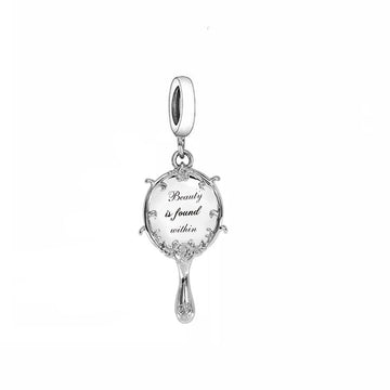 "Soul Mirror" Vintage Hand Mirror Dangle Charm - Authentic 925 Sterling Silver