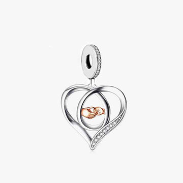 925 pure color separated silver heart-shaped bead