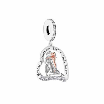 925 sterling silver color separated mother carrying daughter