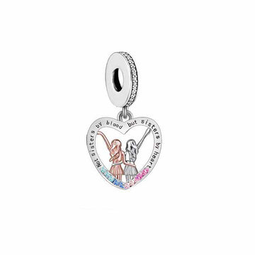 925 Sterling Silver Color Separation Heart Two sisters