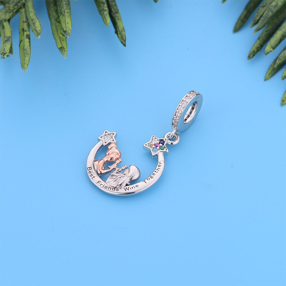 925 sterling silver color separation moon two sisters