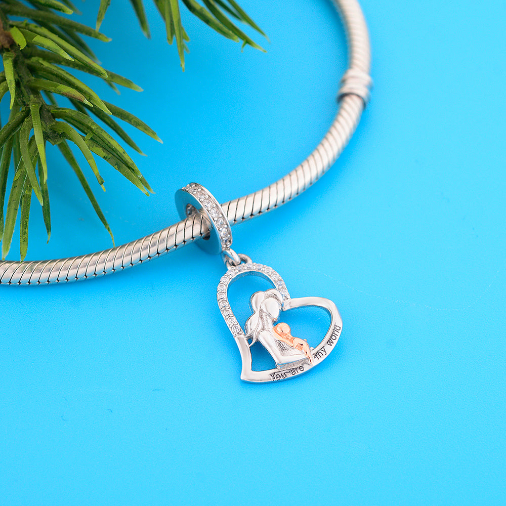 925 sterling silver color separated mother holding child