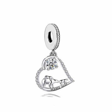 "Polar Sanctuary" Mama Bear Heart Charm - 925 Sterling Silver