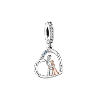 "Special Bond" Niece & Aunt Heart Dangle Charm - Two-Tone Silver