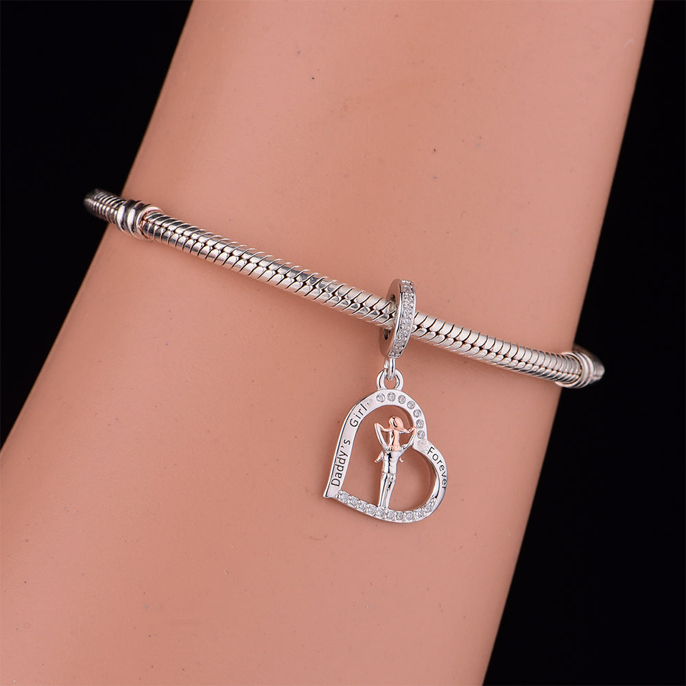 925 sterling silver color separated heart-shaped carrying child