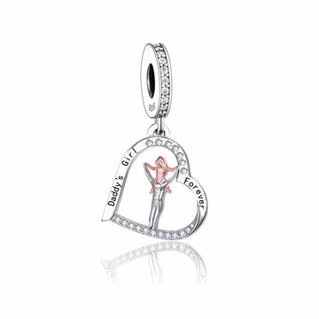 925 sterling silver color separated heart-shaped carrying child