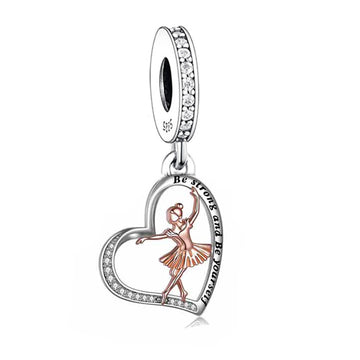 "Dancing Spirit" Ballerina Dangle Charm - Be Yourself Heart 925 Silver