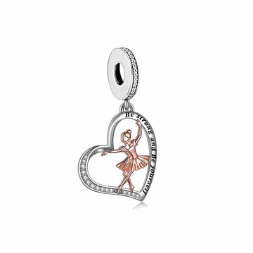 925 sterling silver color separated heart-shaped girl dancing
