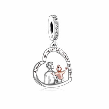 925 sterling silver color separated heart-shaped father holding child
