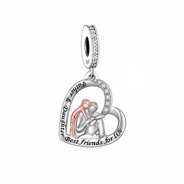 925 sterling silver color separated heart-shaped child carrying father