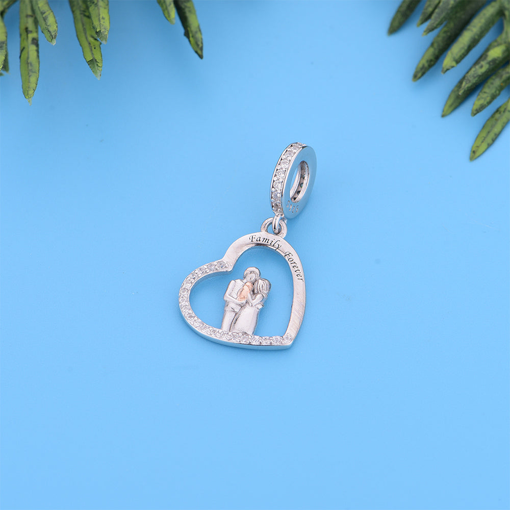 925 sterling silver color separated couple holding child