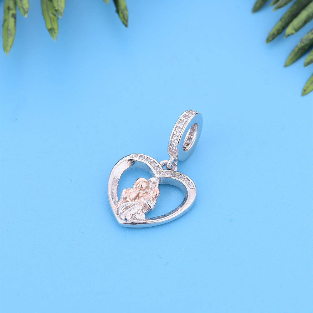 925 sterling silver color separated mother holding two children