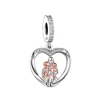 925 sterling silver color separated mother holding two children