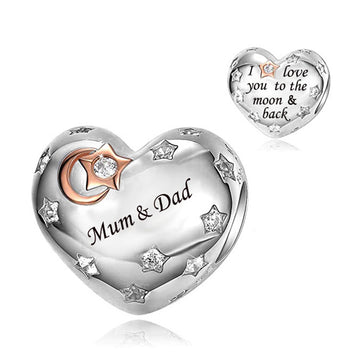 925 sterling silver heart-shaped Mom&Dad