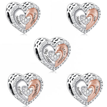 "Soul Connection" Two-Tone Splice Heart Charm - 925 Silver