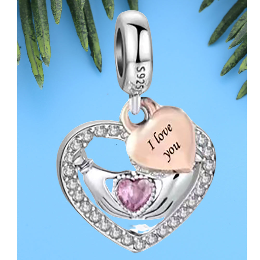 925 sterling silver with three heart shapes