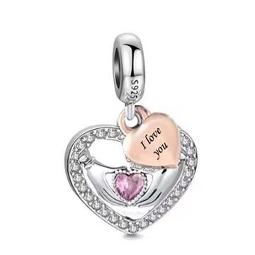 925 sterling silver with three heart shapes