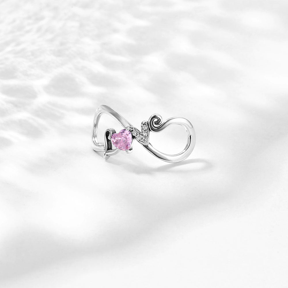 "Boundless Love" Infinity Charm - Pink Heart & 925 Sterling Silver
