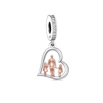 925 sterling silver father holding two daughters