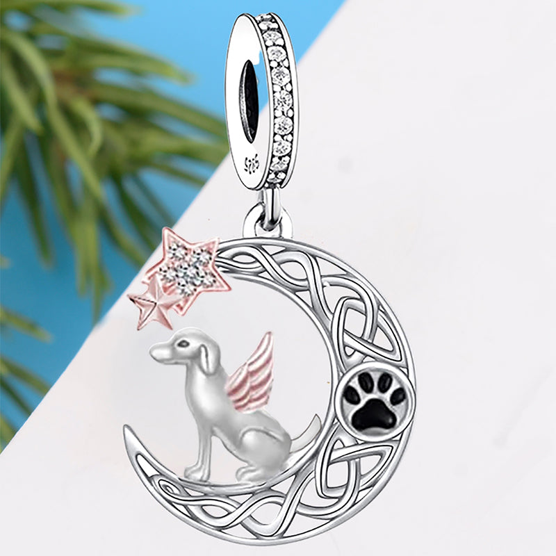 925 sterling silver puppy standing on the moon