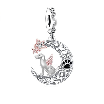 925 sterling silver puppy standing on the moon