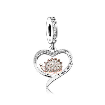 "Gently Guarded" Hedgehog Heart Dangle Charm - Two-Tone Rose Gold