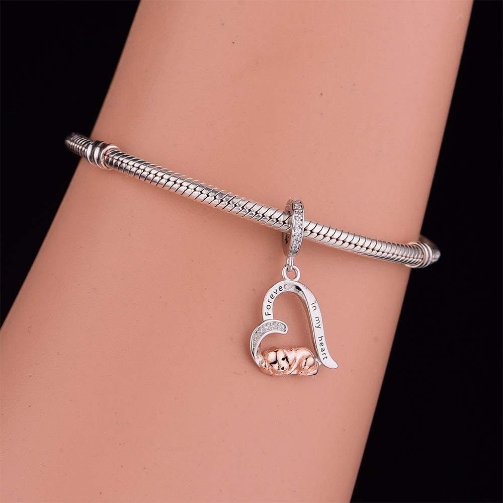 925 sterling silver heart-shaped puppy