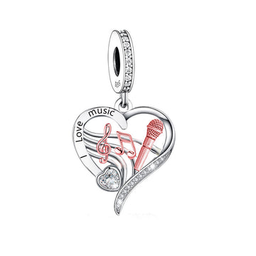 925 sterling silver heart-shaped music combination