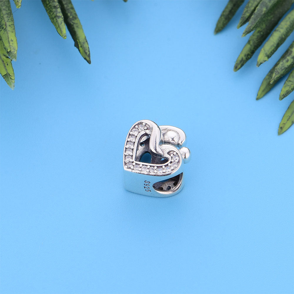 "The Eternal Embrace" Mother & Child Heart Charm - 925 Sterling Silver