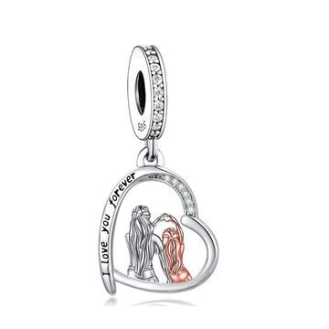 925 sterling silver mother daughter heart comparison