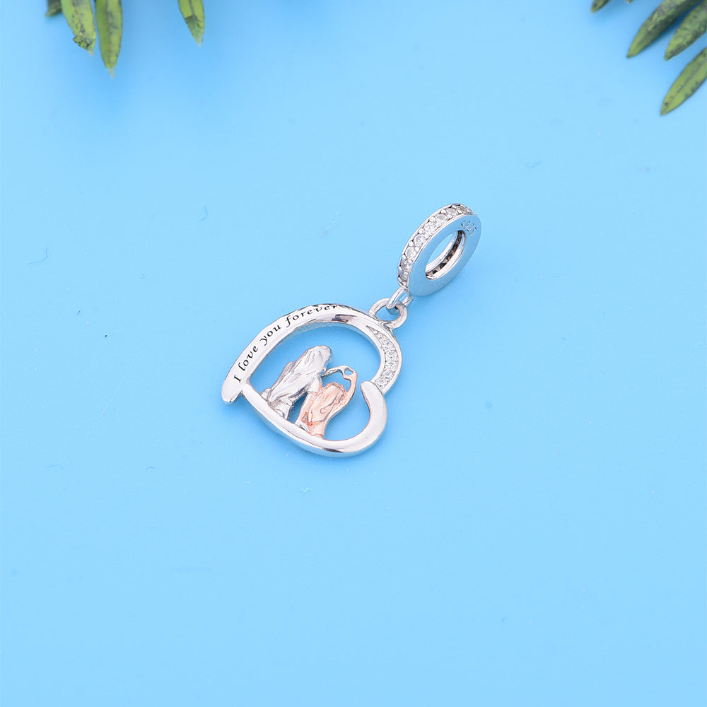 925 sterling silver mother daughter heart comparison