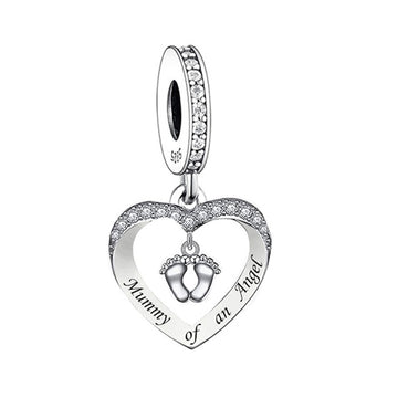 "Mummy of an Angel" Memorial Feet Charm - 925 Sterling Silver