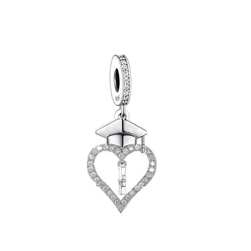 "Celestial Honor" Graduation Heart Charm - 925 Silver Sparkling Gift