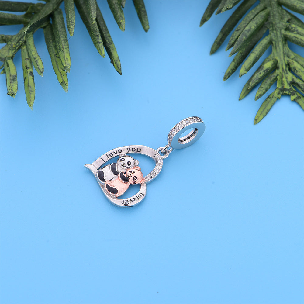 925 sterling silver two pandas held together