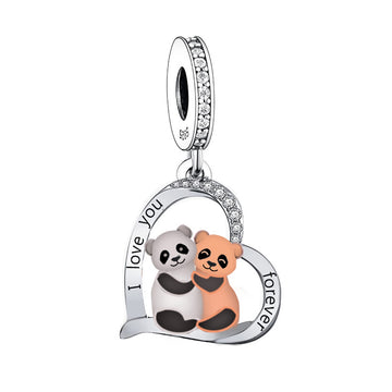 925 sterling silver two pandas held together