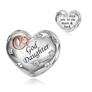 925 sterling silver heart-shaped God Daughter