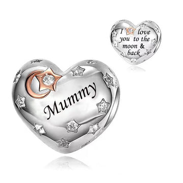 925 sterling silver heart-shaped mommy
