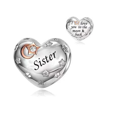 925 sterling silver heart-shaped sister