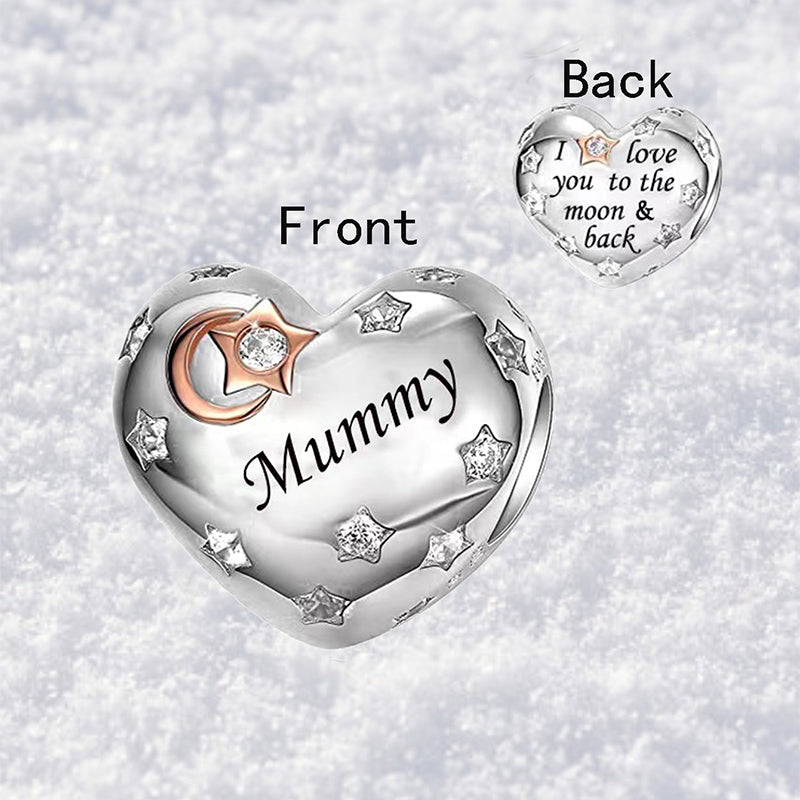 925 sterling silver heart-shaped mommy