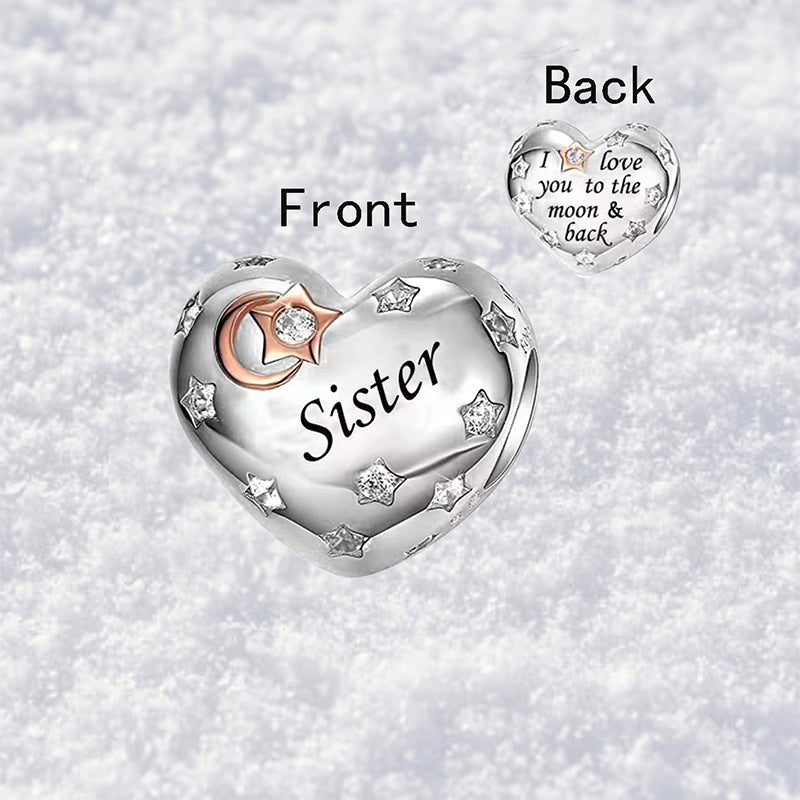 925 sterling silver heart-shaped sister